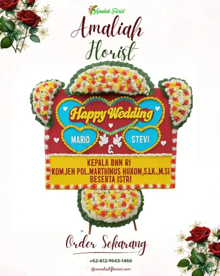 Papan Bunga Pernikahan Durian Payung
